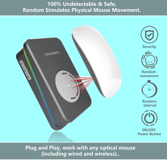 Mouse Jiggler Undetectable Mouse Mover Device, RGB Jiggler Mouse Mover with ON/O - Picture 2 of 12